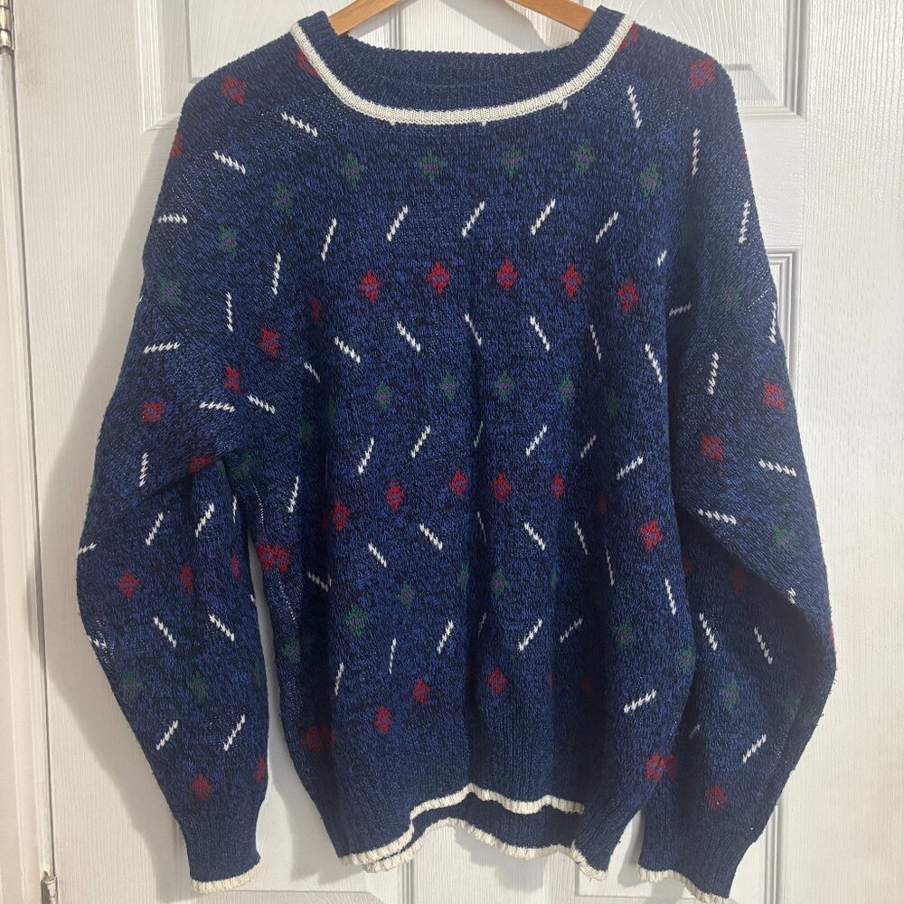 Hennessy by Van Heusen Blue Patterned Pullover Sweater for Men